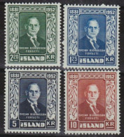 ISLANDE - N° 239/242** -  Président Sveinn Björnsson Forseti. 1881-1952. - Série Complète Luxe. - Unused Stamps