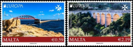 CEPT / Europa 2018 Malte N ° 1909 Et 1910 **. Architecture Et Patrimoine - Les Ponts - 2018
