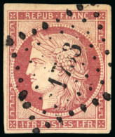 1849, Cérès Non Dentelé 1 Franc Carmin Y&T N°6 O Petits - 1849-1850 Ceres