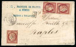 1852, Lettre De Nîmes Pour Naples, Affranchissement - 1849-1850 Cérès