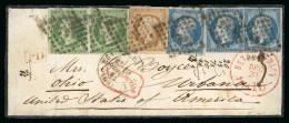 Petit Enveloppe (185-) Pour Les Etats Unis Avec 5c - 1853-1860 Napoleon III