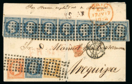 1854, Lettre Pour Arequipa (Pérou), Affranchissement - 1853-1860 Napoleon III
