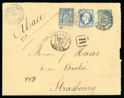 1896, Enveloppe TSC Type Sage 15 Centimes Bleu Henry - 1853-1860 Napoleon III