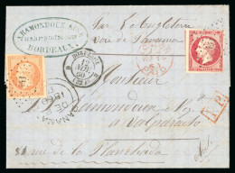 1860, Lettre Pour Valparaiso (Chili - Chile), Affranchissement - 1853-1860 Napoléon III.