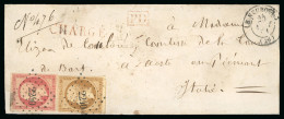 1861, Lettre Chargée Pour Une Comtesse à Aoste (Italie, - 1853-1860 Napoléon III