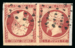 1853, Empire Non Dentelé 1 Franc Carmin Y&T N°18b Tête-bêche - 1853-1860 Napoleon III