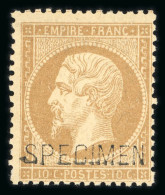 1862, Empire Dentelé 10 Centimes Bistre Surchargé SPECIMEN - 1862 Napoléon III