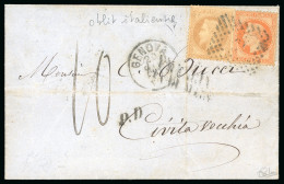 1870, Lettre Pour Civita Vecchia (Stato Pontificio) - 1863-1870 Napoléon III Con Laureles