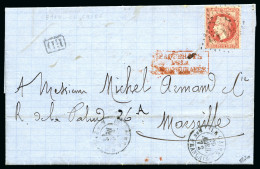 1872, Lettre Pour Marseille Affranchissement Empire - 1863-1870 Napoléon III Con Laureles