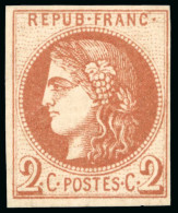 1870, Émission De Bordeaux 2 Centimes Brun-rouge Report - 1870 Bordeaux Printing