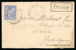 1883, Lettre De Cochinchine Pour La Haut-Marne, Affranchissement - Altri & Non Classificati