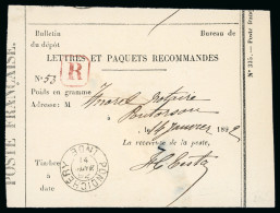 1892, Bulletin De Dépôt "Lettres Et Paquets Recommandés" - Other & Unclassified