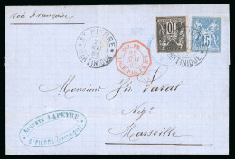 1881, Lettre Pour Marseille, Affranchissement Colonies - Otros & Sin Clasificación