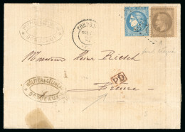 France: 1867-1871, Trio De Lettres Avec Empire Dentelé - Verzamelingen