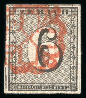 1843, Zürich 6 Rp Mit Senkrechten Deutlichen Untergrundlinien, Type 1 - 1843-1852 Federal & Cantonal Stamps