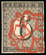 6 Rappen Schwarz Mit Senkrechten Unterdrucklinien, Type III, 78. Marke Des Bogens - 1843-1852 Timbres Cantonaux Et  Fédéraux