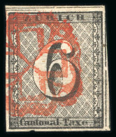 1846, Zürich 6 Rp Mit Waagerechten Untergrundlinien, Type 4 - 1843-1852 Federal & Cantonal Stamps