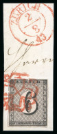 1843, Zürich 6 Rp Mit Senkrechten Deutlichen Untergrundlinien, Type 5 - 1843-1852 Timbres Cantonaux Et  Fédéraux