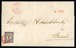 6 Rappen Schwarz Mit Waagerechten Unterdrucklinien, Type I, Auf Vollständigen Faltbrief - 1843-1852 Federal & Cantonal Stamps