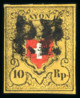 1850, 10 Rp Rayon II, Ohne Kreuzeinfassung In Der Seltenen Farbnuance Mittel Tabakbraun - 1843-1852 Correos Federales Y Cantonales