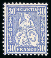 1867, Sitzende Helvetia, Gezähnt, 30c Ultramarin, Tadelloses Postfrisches Exemplar, Selten In Dieser Außergewöhnlichen F - Neufs