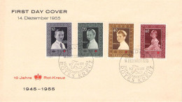 LIECHTENSTEIN - FDC 1955 ROTES KREUZ Mi 338-341 / 1277 - FDC