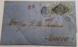 ROMA 1858 Lettera Sa.7  975€ SPL >Genova, E.Diena (Stato Pontificio Lettre Pontifical States Cover 1852 - Etats Pontificaux