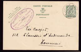DDEE 867 -- Entier Postal Petit Sceau CHIMAY 1938 à TOURNAI - Cachet Privé Pharmacie Sebille, Leroy Pharmacien-Chimiste - Cartes Postales 1934-1951