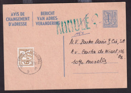 DDEE 870 -- Avis De Changement D' Adresse 4 F 50 En 1979 - Taxé 6 Francs En Timbre-Taxe à BRUXELLES - Adressenänderungen