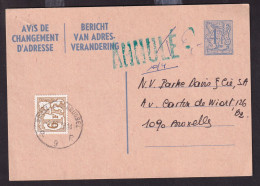 DDEE 870 -- Avis De Changement D' Adresse 4 F 50 En 1979 - Taxé 6 Francs En Timbre-Taxe à BRUXELLES - Avviso Cambiamento Indirizzo