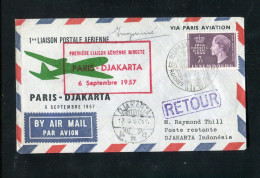 "LUXEMBURG" 1954, Lupo-Brief Als Zuleitungspost Zu Erstflug "Paris-Djarkata" (0560) - Storia Postale