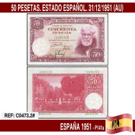 C0473.2# España 1951. 50 Pts. Estado Español (AU) P141a - 50 Peseten