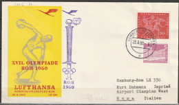 BRD Flugpost / Sonderflug Olympiade LH 330 Superconstellation Hamburg - Rom  25.8.1960 Ankunftstempel 26.8.1960 (FP 230) - Premiers Vols