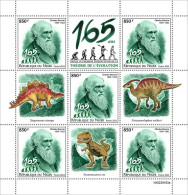 Niger 2023, Theory Of The Evolution, Darwin, Dinosaurs, 5val In BF - Naturaleza