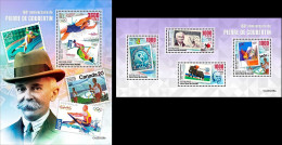 Centrafrica 2023, De Coubertin, Olympic Stamp, 4val In BF+BF - Centrafricaine (République)