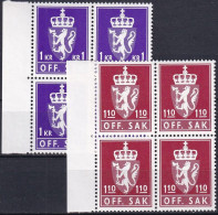 NORWEGEN 1980 Mi-Nr. D 107/08 Viererblock Dienstmarken ** MNH - Oficiales