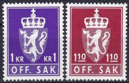 NORWEGEN 1980 Mi-Nr. D 107/08 Dienstmarken ** MNH - Servizio