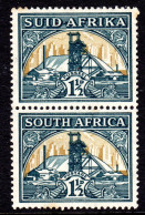 SOUTH AFRICA - 1936 GOLD MINE VERTICAL PAIR LIGHTLY MOUNTED MINT LMM * SG 57 (2SCANS) - Unused Stamps