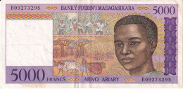 BILLETE DE MADAGASCAR DE 5000 FRANCS DEL AÑO 1995  (BANK NOTE) - Madagascar