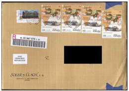 ESPANA FRANCE Cover Recommande Espagne LISA ATM 0,41 EUR Train + Timbres Se-tenant Liaison - Covers & Documents