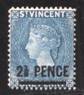 StVincent Victoria 2½d. On 1d. Milky Blue SG 49** MNH - St.Vincent (...-1979)