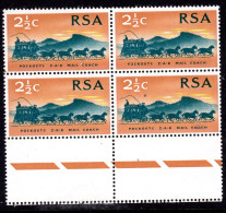 SOUTH AFRICA - 1969 STAMP ANNIVERSARY 2½c IN MARGINAL BLOCK OF 4 FINE MNH ** SG 297 X 4 - Unused Stamps