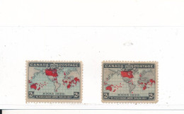 Canada N° 73a X 2 Neufs * Avec Charnière (le Second Avec Clair Au Niveau De La Charnière) - Unused Stamps