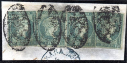 ANTILLAS ESPAÑOLAS / CUBA 1855 - Small Piece With 4 Copies Of The ½ REAL, Cancelled At Habana - Cuba (1874-1898)