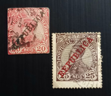 Portugal 1910 King Manuel II Stamps Of 1910 Overprinted "REPUBLICA"-Modèle: Domingos Alves Rego X2 Used - Gebraucht