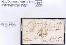 Ireland Belfast 1811 Letter To Edinburgh With Belfast Scroll POST PAID And BELFAST, Divided Rate Ir 4 Br 11 = 1:3 - Vorphilatelie