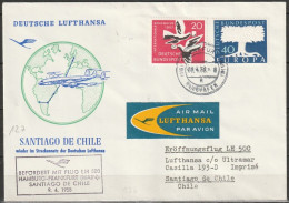 BRD Flugpost /Erstflug LH 500 Superconstellation Frankfurt - Santiago De Chi 8.4.1958 Ankunftstempel 9.4.1958 (FP 232) - Premiers Vols