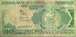 VANUATU 100 VATU EMBLEM FRONT COWA ANIMAL BACK ND(1982) P1a F+ READ DESCRIPTION - Vanuatu