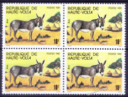 Upper Volta 1982 MNH Blk, Donkey, Farm Animals - Esel