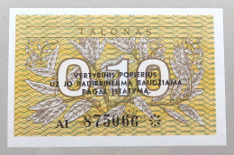 LITHUANIA 0.1 TALONAS 1991 TOP #alb050 0663 - Lithuania